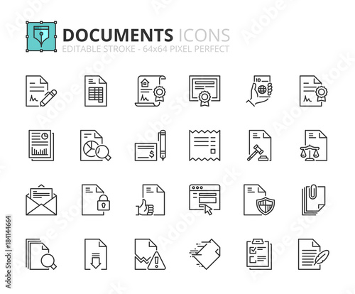 Outline icons about documents