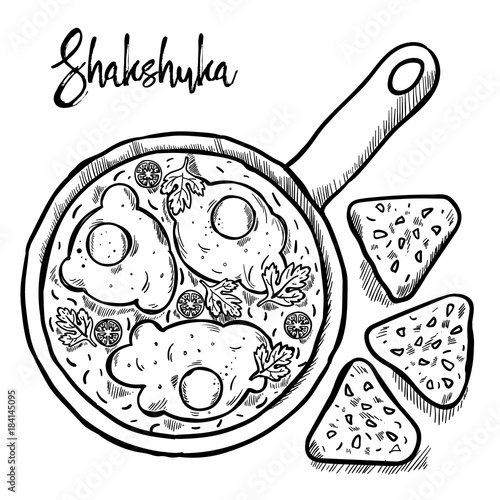 Shakshuka is israeli cuisine hand draw