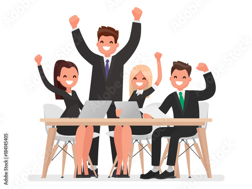 Successful business team led by a leader. Vector illustration