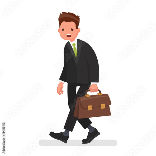 Tired office worker. Stress at work. Concept of failures in business. Vector illustration