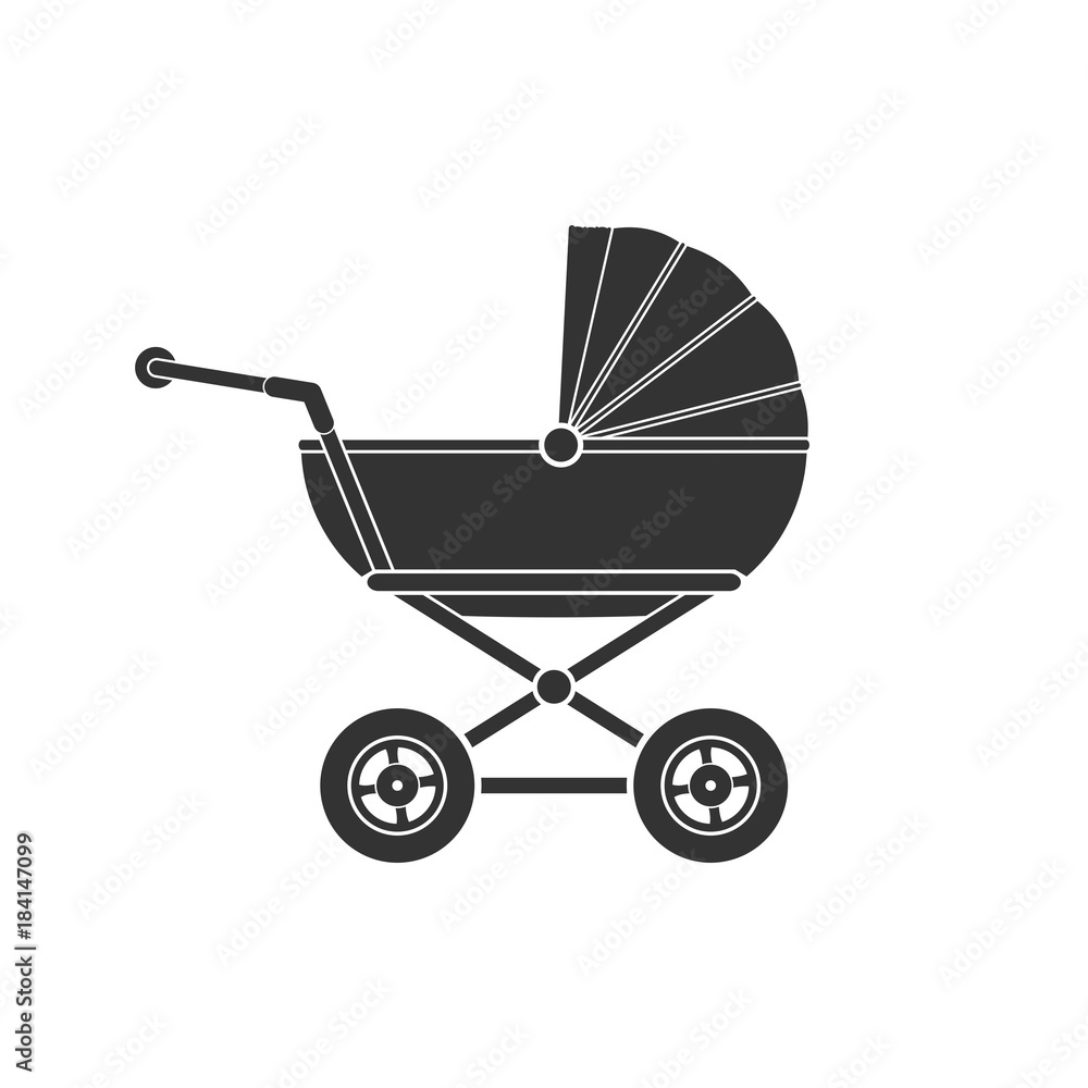 Baby stroller icon isolated on white background. Children pram, baby carriage icon vector illustration Baby stroller icon isolated on white background. Children pram, baby carriage icon vector illustration