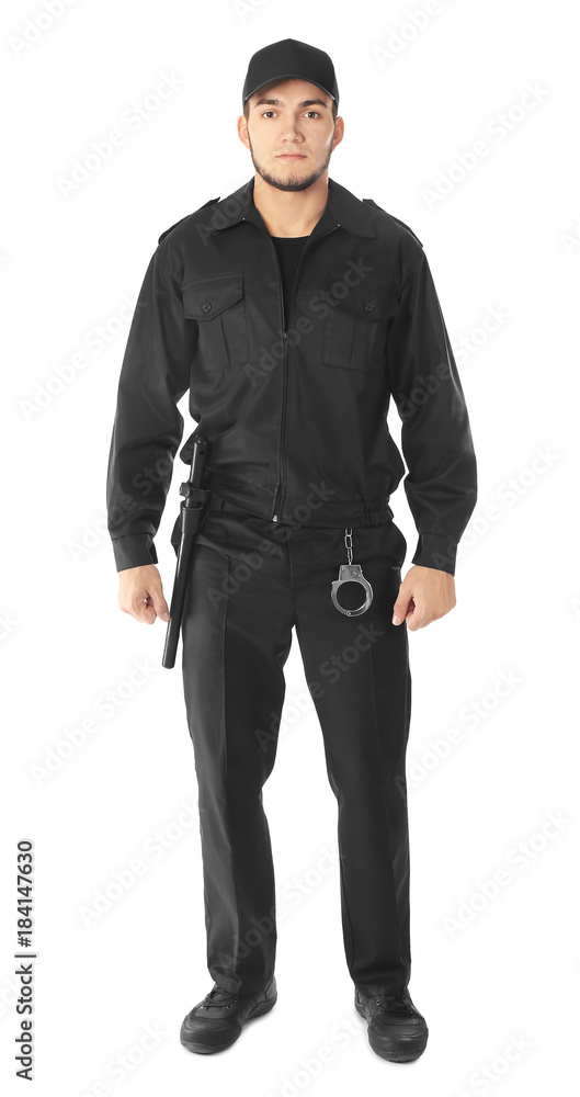 Male security guard on white background Male security guard on white background