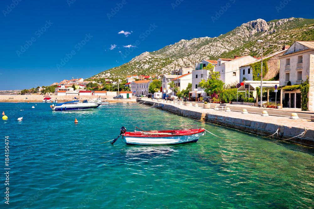 Town of Karlobag in Velebit channel waterfront view