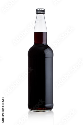 Elegant bottle of organic cola soda drink on white photo