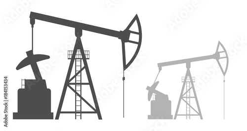 vector black illustration of Oil pump on white