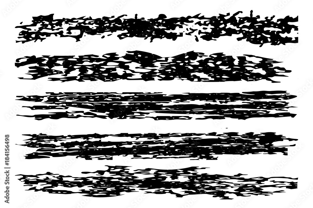 Black long brush strokes isolated on a white background. Set of grunge brush strokes. Vector eps 10. Black long brush strokes isolated on a white background. Set of grunge brush strokes. Vector eps 10.