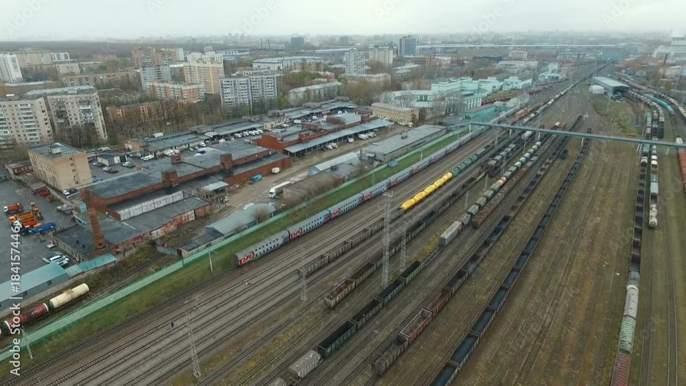 Traveling by rail train in city Traveling by rail train in city