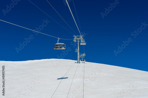 Sochi, Russia - May 05, 2017: Ski lift in Rosa Khutor Alpine Resort in Sochi