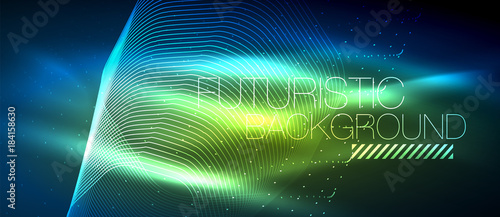 Hi-tech futuristic techno background, neon shapes and dots