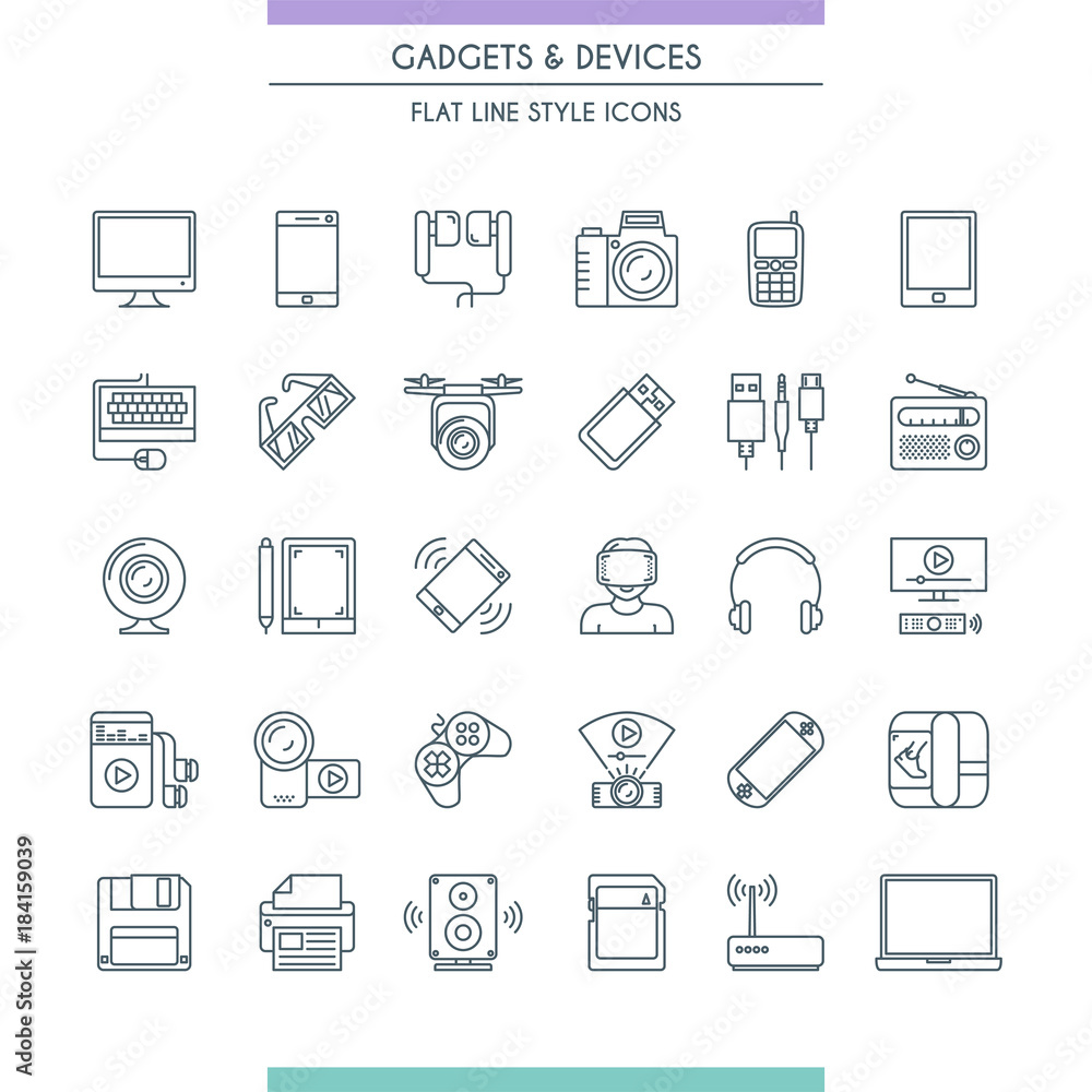 gadget thin line icon set gadget thin line icon set