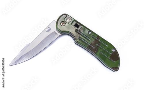 Penknife or army pocket knife on the white background