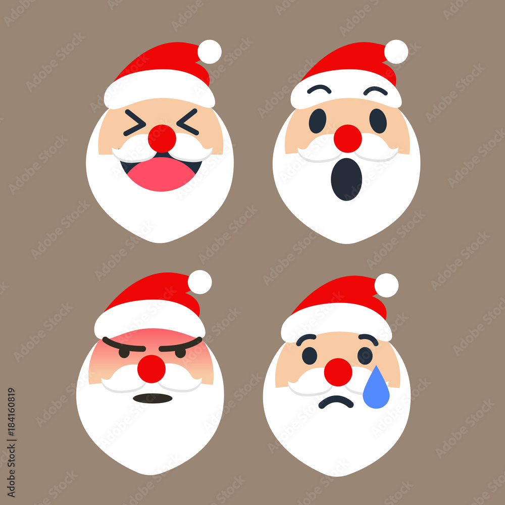 Cute Santa Claus emoticon set for Christmas season. Vector illustrator.