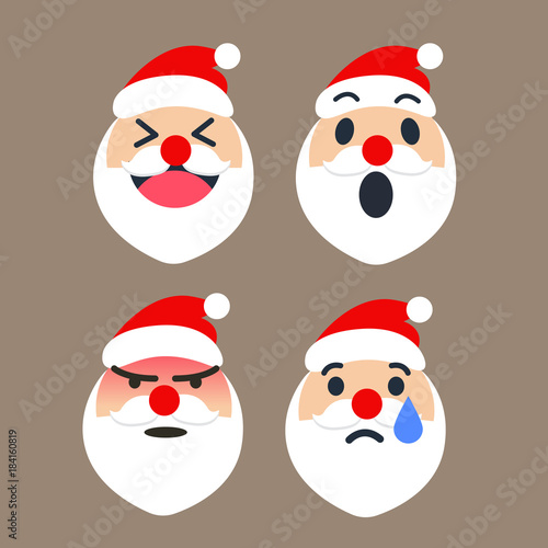 Cute Santa Claus emoticon set for Christmas season. Vector illustrator. © watsaphol
