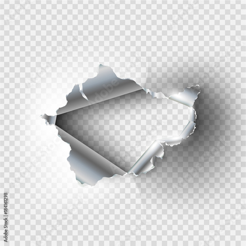 ragged Hole torn in ripped metal