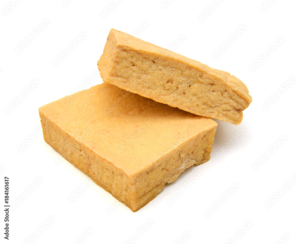 fried tofu on a white background fried tofu on a white background
