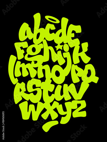 Hand lettering graffiti font. Vector alphabet