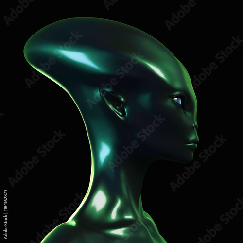 Digital 3D Illustration of an Alien photo