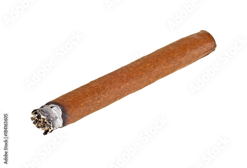Smoking cigar isolated on a white background