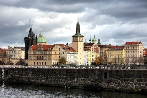 Vue sur le Musée Smetana, Dôme de l'église Saint-François et tour de la vieille ville Pont, Vieille ville (Stare Mesto), Prague, Bohême, République tchèque, Europe