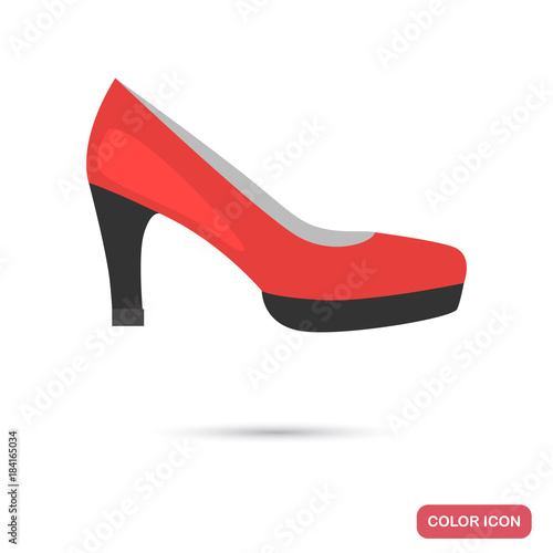 Women heel shoe color flat icon for web and mobile design