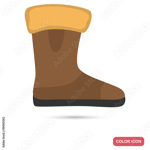 Women winter boot color flat icon for web and mobile design