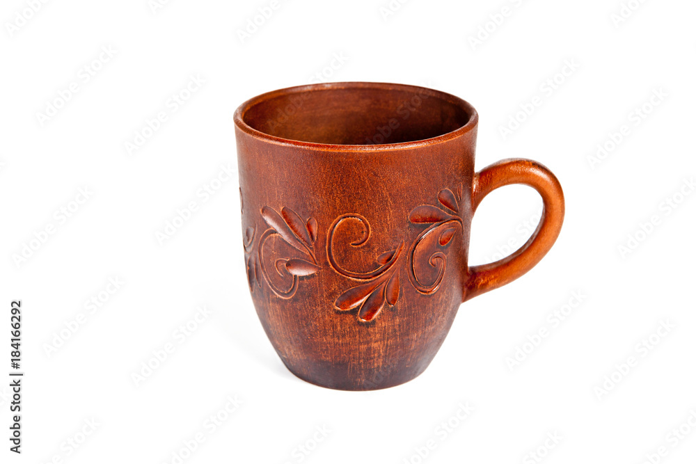 Mug with floral pattern on a white background. Mug with floral pattern on a white background.