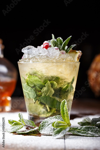 mojito with mint and cranberries