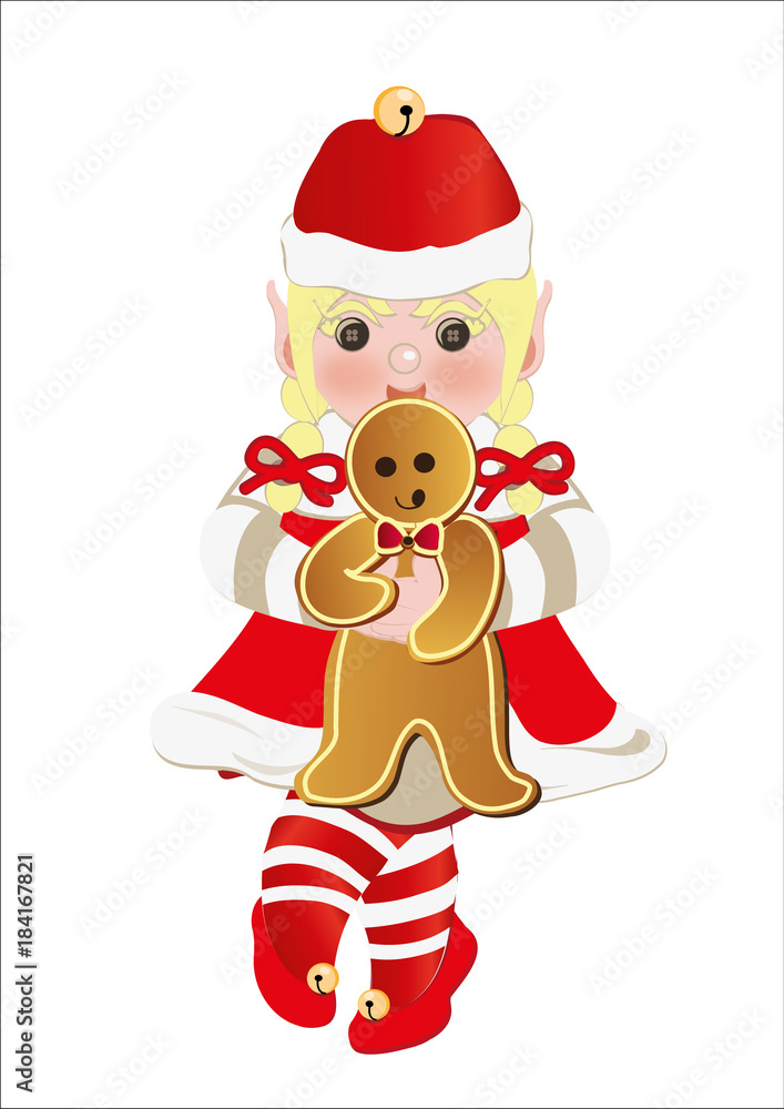 Fototapeta premium Christmas elf with biscuit