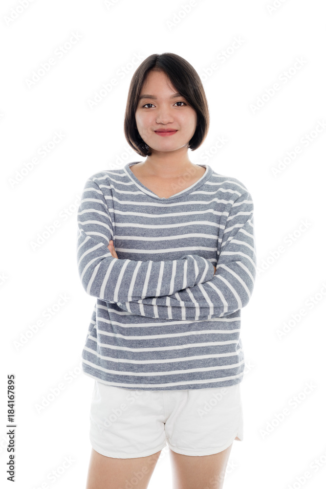 Portrait of a beautiful asian woman smiling. Isolated on white background Portrait of a beautiful asian woman smiling. Isolated on white background