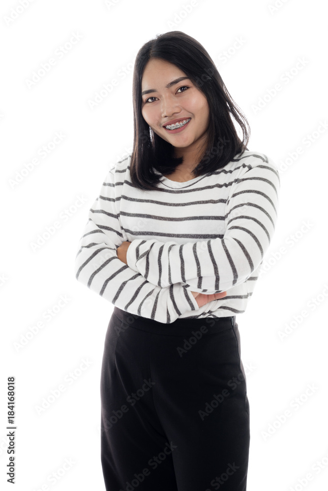 Portrait of a beautiful asian woman smiling. Isolated on white background Portrait of a beautiful asian woman smiling. Isolated on white background
