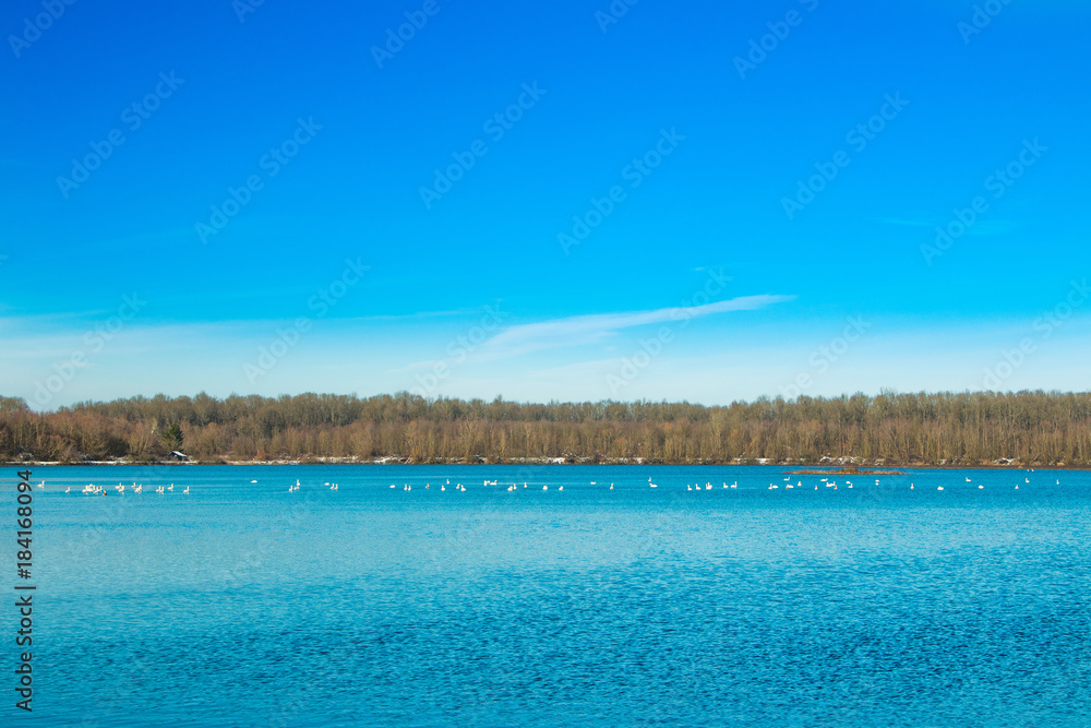 Beautiful landscape in coutryside, lake in Garešnica, Croatia 