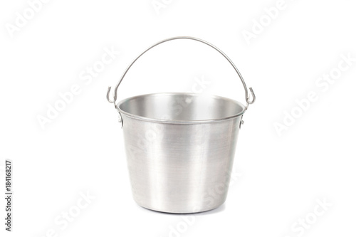 Old aluminum bucket isolated on white background