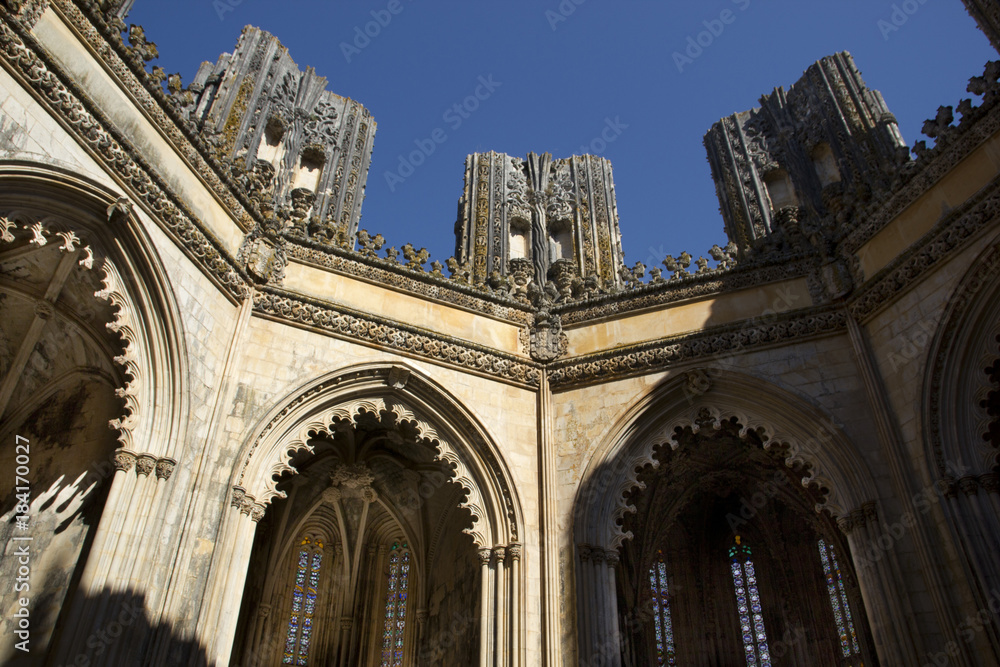 Elements of architecture of the monastery of Batalha. Portugal.