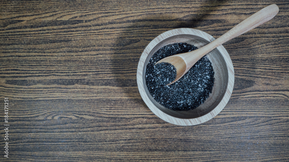 Chia Seed on wood background Chia Seed on wood background