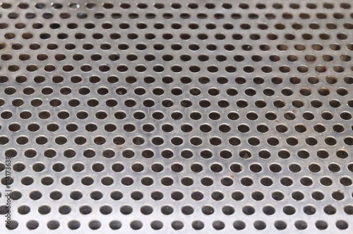 Texture Background of Matalic Silver Perforated Grid