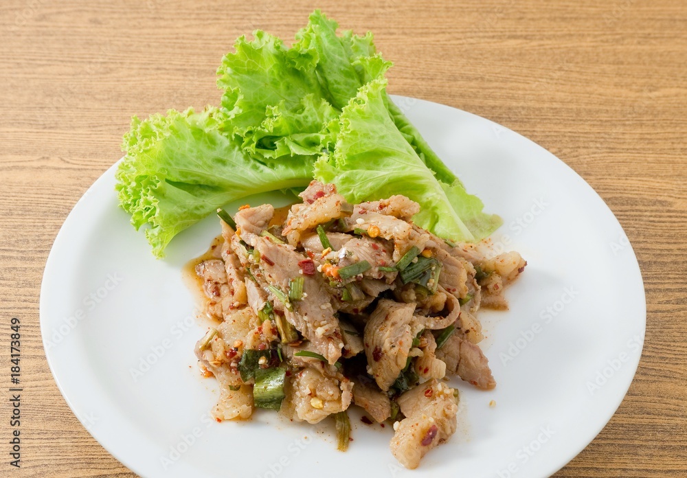 Spicy Grilled Beef Salad on A Table Spicy Grilled Beef Salad on A Table