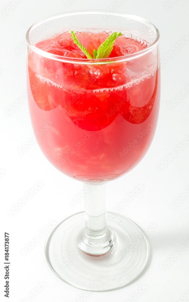 Fresh Red Ripe and Sweet Watermelon Juice on White Background Fresh Red Ripe and Sweet Watermelon Juice on White Background