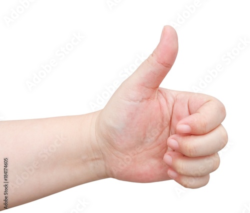 Hand Thump Up Sign on White Background