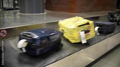 Luggage at the airport on the tape