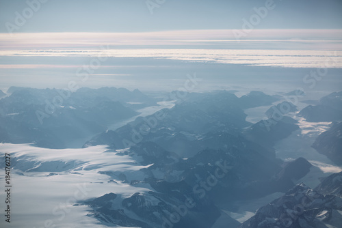 greenland mountains view from plane