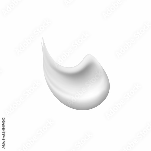 Cosmetic white cream texture. Realistic skin cosmetic cream, gel or foam drop isolated on white background