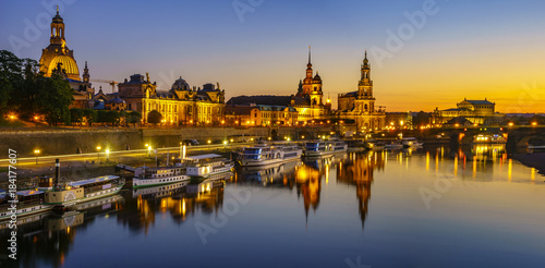 night panorama of the old city of Dresden