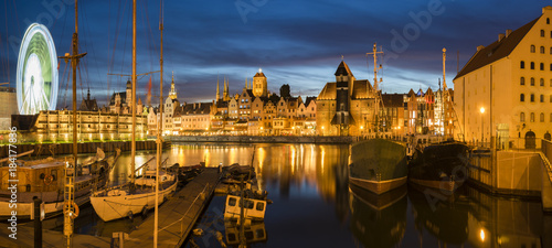 night panorama of the old city of Gdansk
