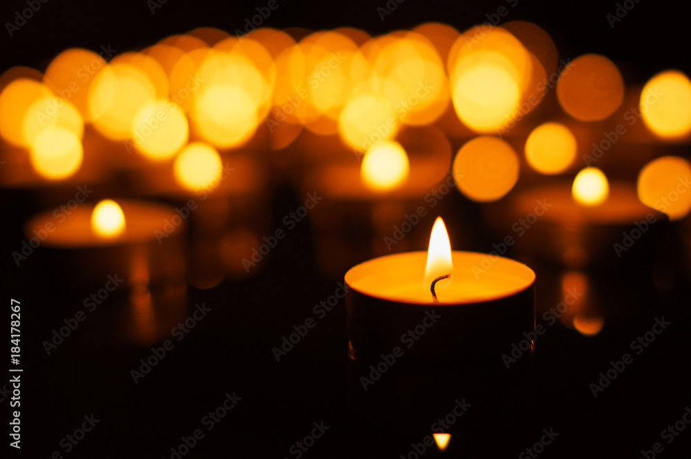 Burning candles with shallow depth of field