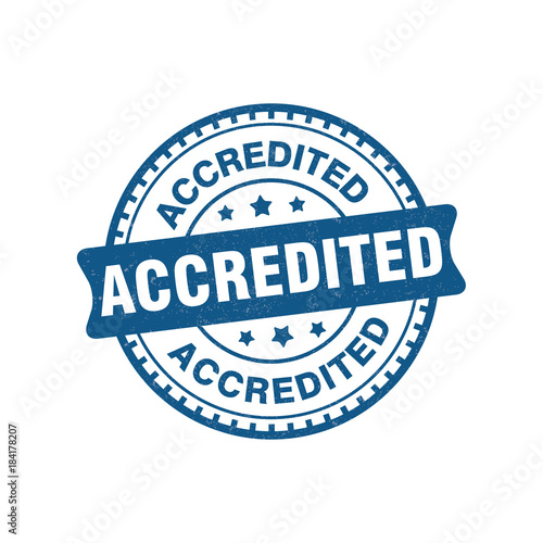 blue accredited tag label rubber vector stamp