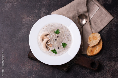 Mushroom soup with parsley and fungi