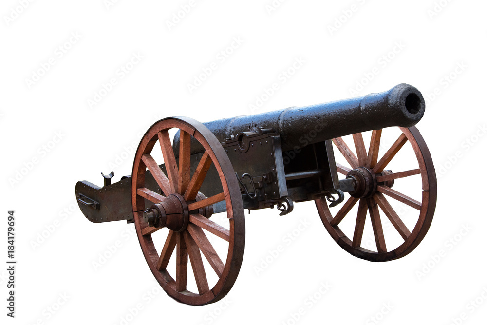 Old ottoman cannon on white background
