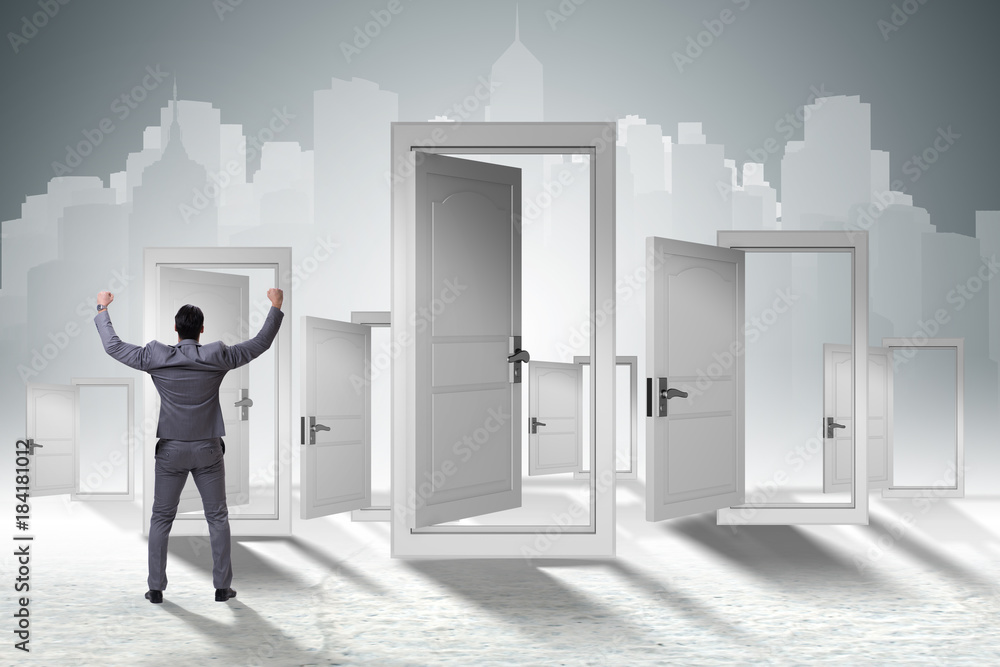 Fototapeta premium Businessman facing many business opportunities