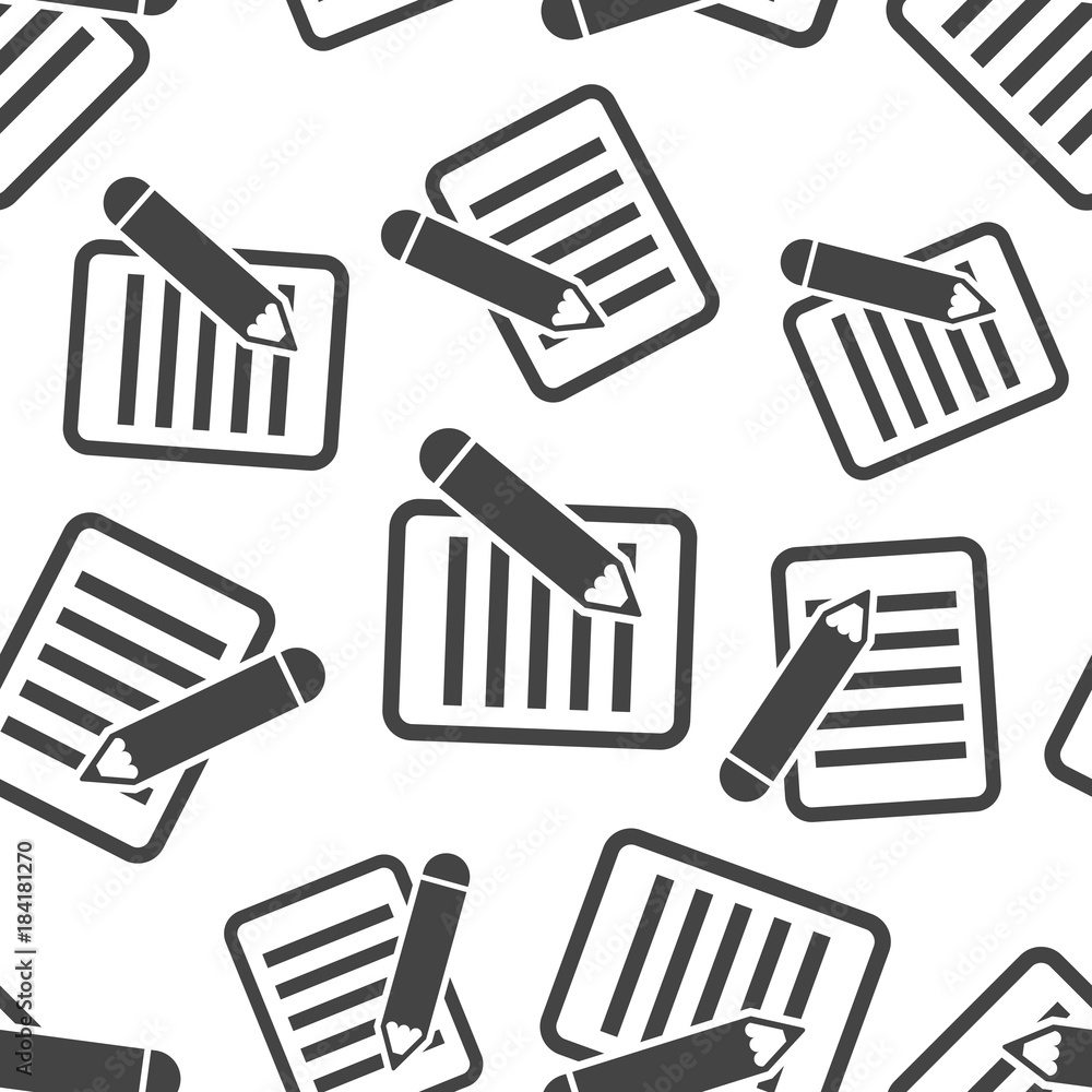 Document with pencil seamless pattern background. Business flat vector illustration. Document concept sign symbol pattern. Document with pencil seamless pattern background. Business flat vector illustration. Document concept sign symbol pattern.