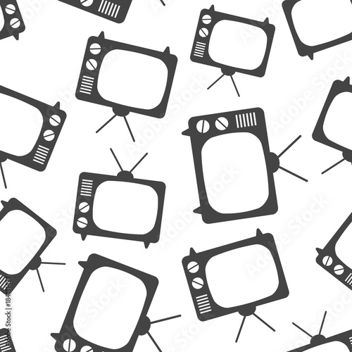 Tv icon seamless pattern background. Business flat vector illustration. Television sign symbol pattern.